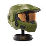 Halo Master Chief Deluxe Helmet with Stand - LED Lights on Each Side - Battle Damaged Paint - One Size Fits Most - Build your Universe