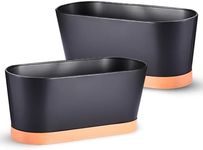 Window Garden Window Boxes Planters - 2-Pack Rectangular Planter - Window Sill Planter Box - Plastic Plant Pot with Water Level Indicator, Drainage Holes, and Trays