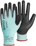 KAYGO Work Gloves PU Coated 12 Pairs, KG15P,Nylon Liner with Flexible Polyurethane Coating,Safety Work Gloves for DIY, Assembly, Warehouse, Light Duty Work (Small,Sky Blue)