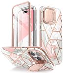 i-Blason Cosmo for iPhone 15 Pro Max Case with Camera Cover Stand [Compatible with MagSafe][Built-in Screen Protector] 360 Full-Body Protective Magnetic Phone Case for iPhone 15 Pro Max (2023), Marble