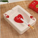 Ceramic Cigarette Ashtrays, Persoanlised Collectable Playing Cards Poker Ashtray Craft Oranment (Red)