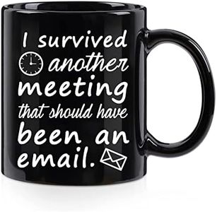 WENSSY Email Mug I Survived Another Meeting That Should Have Been an Email The Office Mug Funny Coffee Mug Christmas White Elephant Gifts for Boss Coworkers Friends Black 11 OZ