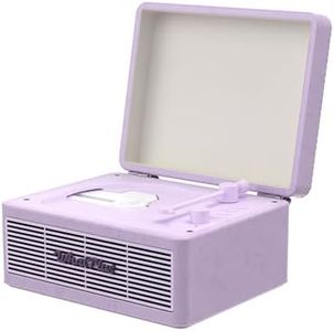 WhatPlus Portable CD Player with Bluetooth 5.2, Rechargeable Battery & Built-in Speakers – Hi-Fi Retro Suitcase Design for Home Decor, AUX/TF Card Support – Ideal Gift (Light Purple)