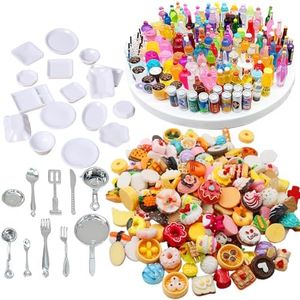 150Pcs Miniatures Food Drinks Bottles Doll House Accessories 1:12 Playset Pretend Play Kitchen Game Party Toys Mini Things Stuff Tiny Baking Travel Road Trip Toys Micro Mart Toddler Boys Girls