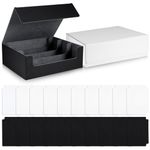 Paterr 2 Pack 1800+ Trading Card Storage Box with Trading Card Dividers, Leather Magnetic Closure Card Storage Box for Gathering Card Football Card, Sports Cards, Game Cards (Black White)