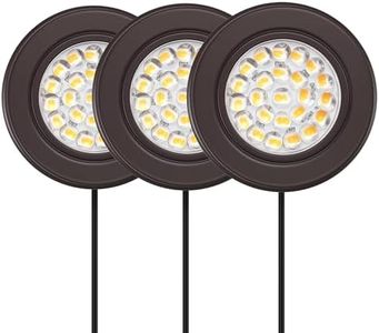 GETINLIGHT 2.5" Wide 3000K Dimmable LED Puck Lights Kit, Plug-in Installation with Recessed or Surface Mounted, Bronze Finish Over Metal Construction, Set of 3, IN-0113-3-BZ