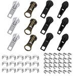 Lusofie Zipper Repair Kit,57 Pcs Metal Zipper Replacement Slider Kit,Zipper Pull Replacement fix Zip Puller for Coats Jacket,Luggage,Backpacks