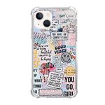 Inspirational Quote Collage Case for iPhone 14, Cute Beige Creative Dreamy Wall Cover for Girls Boys Women Men, Unique Trendy TPU Bumper Cover Case for iPhone 14