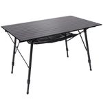 Portal Camping Tables That Fold up 120x70cm Picnic Table Folding with Height Adjustable Legs 4ft Portable Collapsible Aluminium Rollup Outdoor Lightweight Foldable for Beach Fishing Garden BBQ