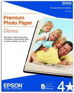 Epson Premium Photo Paper Glossy (11x14 Inches, 20 Sheets) (S041466)