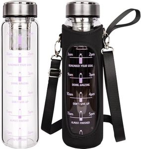 DEARRAY 1 litre Bouteille de Thé en Verre avec Infuseur en INOX, 1000 ml Gourde en Verre Borosilicate Gourde sans Bpa avec Filtre Pour Café Infusé et Thé en Vrac