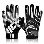 ACESHIP Football Gloves Adult Football Receiver Gloves,Enhanced Performance Football Gloves and High Grip Football Gloves for Adult and Kids(XS-S Youth,White)