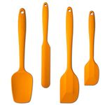 4 Piece Silicone Spatula Set, Flexible Heat Resistant Non-Scratch Baking Cooking Rubber Spatulas with Stainless Steel Core, Orange