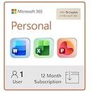 Microsoft 365 Personal | 12-Month Subscription | 1 Person | Premium Office Apps: Word, Excel, PowerPoint and more | 1TB Cloud Storage | Windows Laptop or MacBook Instant Download | Activation Required