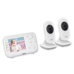 VTech VM3252-2 Digital Video Baby Monitor with 2.8" LCD 2 Cameras and Automatic Night Vision, 1 Count, White