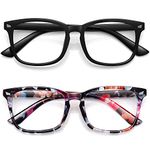 WOWSUN Unisex Stylish Nerd Non-prescription Glasses, Clear Lens Eyeglasses Frames, Fake Glasses, Black+floral, Medium