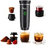 FRESH VITALITY 3-in-1 Portable Espresso Maker – Compact Coffee Machine for Travel | Compatible with Ground Coffee, Large & Small Capsules | Self-Heating, USB-C, Ideal for Camping, Office & Home