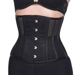 RZY Women's Petite 12 Steel Boned Heavy Duty Waist Trainer Underbust Corset Short Torso Mesh Body Shaper (Grid Style), Black, 2XL