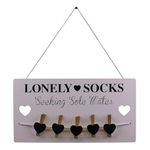 Lonely Socks Seeking Sole Mates Hanging Plaque and Peg Line