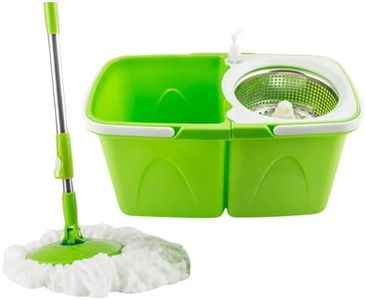 Leona Co Floor Spin Mop and Bucket Set, 360° Spinning Mop with Extended Stainless Steel Handle, Magic Spin Rotation Microfibre Mop for Home Floor Cleaning Use with 2 Replacement Head Refill