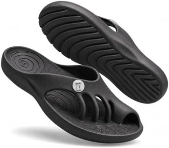 DELLIGENT Toe Separators for Women, Comfortable EVA Toe Separation Slippers with Arch and Heel Support, Spa Style Flip Flops for Home, Pilates, and Yoga (Black, 8)