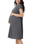 Kindred Bravely Universal Labor and Delivery Gown | 3 in 1 Labor, Delivery, Nursing Gown for Hospital (Grey Heather, S-M-L)