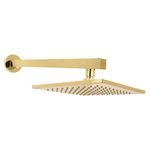 Aquieen 8 x 8" Overhead Shower with Round Shower Arm & Wall Flange (Gold)