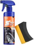 Tire Shine Spray Kit - Restore Deep Black Shine, Non-Greasy Finish, Prevents Fading & Cracking, Easy Apply with Brush (10.15 fl oz / 300mL)