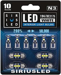 SIR IUS LED N3 DE3175 31MM 194 168 2825 Combo LED bulbs white Super Bright 300 Lumens 3030 Chipset for Japanese Car Truck Interiors Dome Map Door Courtesy License Plate Lights pack of 10