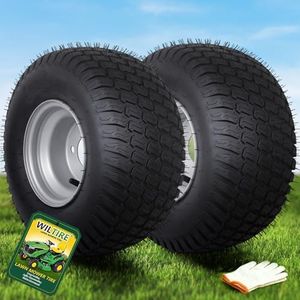 Wiltire 2 PCS 18x9.50-8 Tubeless Lawn Mower Tire and Wheel,18X9.5-8 Lawn Mower Tractor Tire Wheel Assembly for Zero Turn Lawn Mowers Rear Tires,with 4 Lugs on 4" PCD,2.83" Center Bore,4 Ply