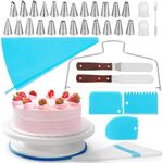 EcoEarth Cake Decorating Kit (65 Pcs), Baking Supplies Set w/Rotating Turntable & 24 Unique Design Icing Tips, Piping Bags, Spatulas & More Bakers' Tools