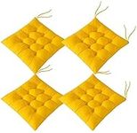 DAguys 4 PCS Soft Chair Pads, Chair Seat Pads with Ties, Chair Cushions Dining Room for Garden Patio Kitchen Dining (Yellow,40x40cm)