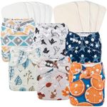 Babygoal Baby Cloth Diapers, One Size Reusable Washable Pocket Nappy 6pcs Diapers+6pcs Microfiber Inserts+4pcs 4-Layer Rayon Bamboo Inserts 6FN05-CA