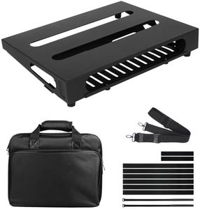 SOYAN 14" x 10.6" Guitar Pedal Board with Power Supply Tray, Carry Bag & Mounting Tapes Included (Black, SPB-14S)