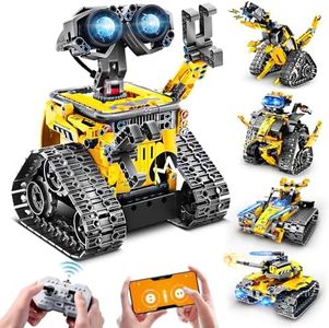 CUBIMANA Robot tecnologico per bambini - 5-in-1 APP con app Giocattolo di costruzione telecomandato Robot da parete/Robot tecnologico/Regali di dinosauri per ragazzi e ragazze 6-12+ anni