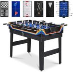 Best Choice Products 10-in-1 Multi Game Table, Combo Game Table for Kids and Adults w/Hockey, Foosball Table, Pool Table, Ping Pong Table, Chess, Checkers, 2x4ft - Blue/Black Arcade