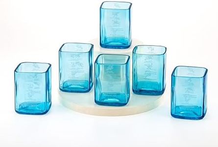 Expensive Bombay Sapphire Glasses Set Of 6 Drinking Juice,Bourbon,Whisky,Cocktails,Mocktail Transparent Up-Cycled Eco-Friendly Glasses Perfect For Home,Restaurants And Parties Dishwasher Safe - 400 Ml