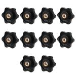 M8 Clamping Knob, 10 PCS Female Knob Screws Metric M8 Thread Plastic Star Shape Head Knob Handle Screw On Type Knurled Clamping Nuts Knob for Machinery Equipment Latche