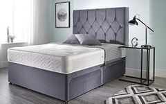 Bed Centre Ziggy Grey Plush Sprung Memory Foam Divan Bed With Mattress, No Headboard, No Drawers (Single (90cm X 190cm))