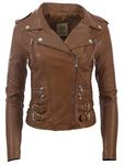 Aviatrix Women's Real Leather Cross-Zip Multi-Zip Biker Jacket (AGSM) 3XL