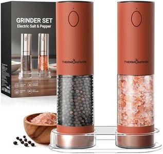 ThermoMaven Electric Salt and Pepper Grinder Set, 110ml Larger Rechargeable Automatic Salt and Pepper Mill Grinder with 6 Adjustable Coarseness, Electric Salt and Pepper Shakers, LED, Burnt Orange