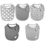 Budding Bear Organic Cotton Baby Bib [5 Pack] - Baby Bibs for Drooling and Teething - Soft Absorbent Baby Bibs for Eating - Toddler Bibs for Boys - Feeding Baby Girl Bibs, Baby Boy Bibs & Newborn Bibs