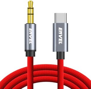 ENVEL USB C to AUX Cable,Nylon Braided Type C to 3.5mm Headphone Adapter Audio Car Stereo Compatible with iPhone 15 Huawei P50 P40 Galaxy S23 Ultra S22 S21 Google Pixel 7 Red(3.3FT/1m)