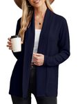 GRECERELLE Women's Casual Lapel Long Cardigan Lightweight Crew Neck Designer Tops for Dress Summer Evening Wedding (Navy Blue, M)