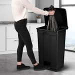 87L Plastic Rubbish Bin Foot Pedal Kitchen Bin with Lid Large Dustbins Mall Commercial Waste Bin Indoor Outdoor Trash Can Black 50x40x83cm