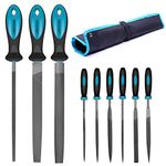 LIBRATON Metal File Set, Metal Files, 9PCs File Set, with Flat File, Round File, Half Round File and Needle Files of High Carbon Steel for Metal and Wood