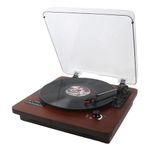 Vinyl Record Player with Bluetooth Input & Output, USB/SD Playback & Recording, FM Radio, 3 Speed Turntable with Built in Speakers, Line Out, AUX-in, Earphone Jack, Replacement Needle