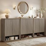 SICOTAS Shoe Cabinet 44 inch Tall Fluted Shoe Cabinet with Doors & 4 Shelves Wooden Large Hidden Shoe Storage Organizer Modern Free Standing 6-Tier Cabinet for Entryway Living Room Closet