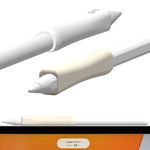 2 Pack SIXFU Grip Case Cover Designed for Apple Pencil 2nd Generation/Apple Pen USB-C Grip, Support Magnetic Charging Accessories for iPad Pencil Stylus Pen(White, Off White)