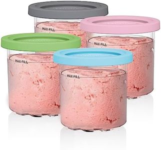 Ninja Creami Pints, Compatible with NC299AMZ & NC300s Series Creami Ice Cream Makers, Genuine Ninja Pint, BPA-Free & Dishwasher Safe, Color Lids, Clear/Grey/Lime/Pink/Aqua (4 count pack1)